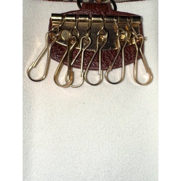 Brown Leather Key Holder With Gold Hardware & Snap Closure - Picture 6 of 6